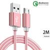 Micro USB Charger Cable - E.F.CONNECTION - 2M - Nylon - Pink - Compatible Android