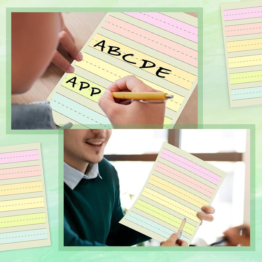 Handwriting Paper Kindergarten Wide Ruled 1-1/8” Raised Lined Paper Primary Writing Pad 8.5 x 11 Inch Colored Spacing Papers Tactile for Kids