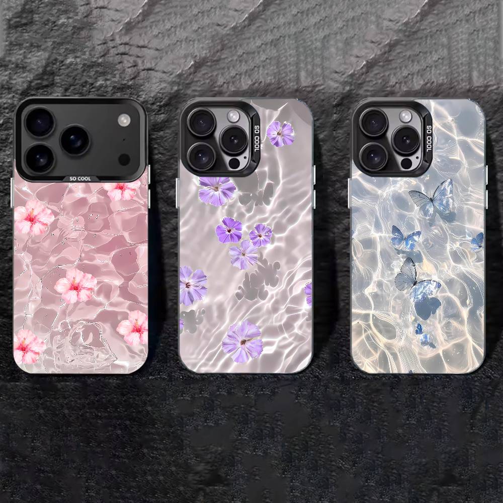 Translucent Water Ripple Phone Case For iPhone 17,16,15,14,13,12,11 Plus,Pro Max,XS,Colored silver phone case