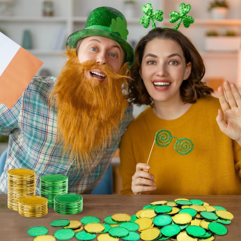 50шт. СТ. Пластиковые золотые игровые фишки на День Святого Патрика реквизит для праздничных вечеринок