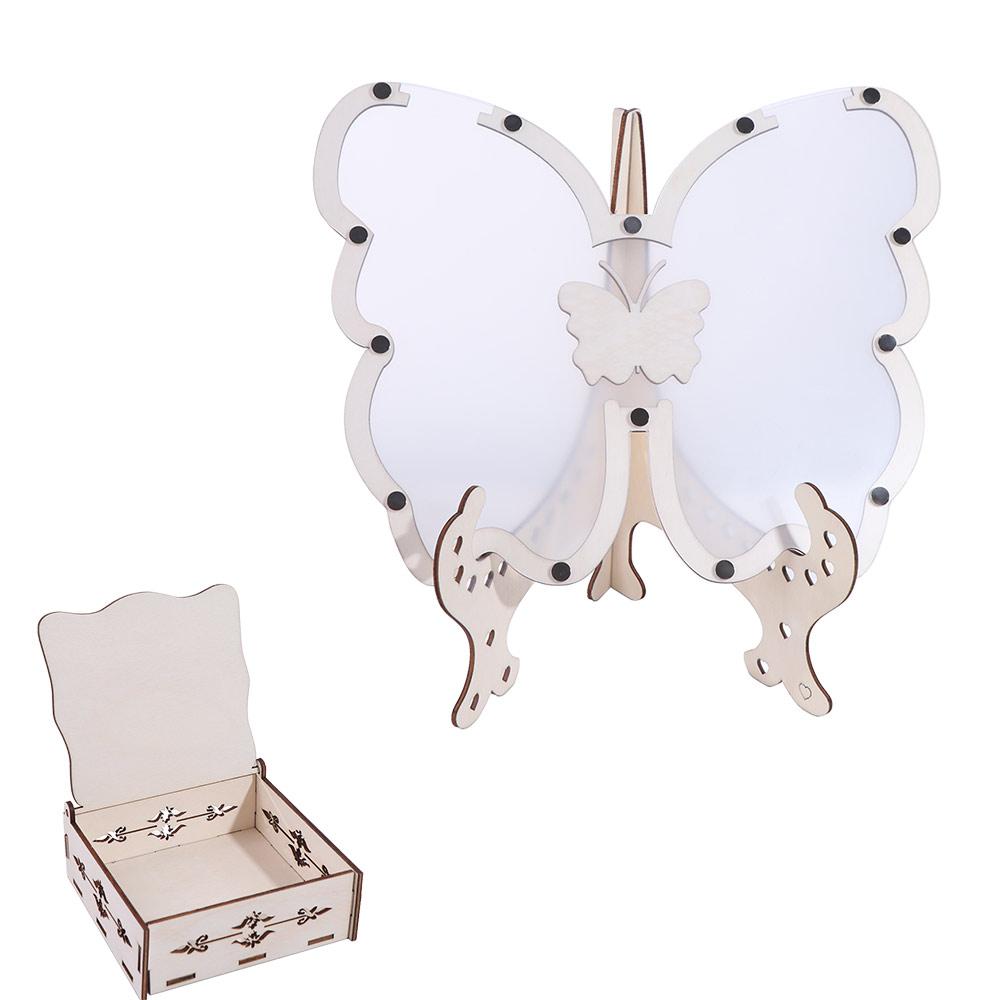 Butterfly Shape Wedding Guest Book Wooden Reception Signs Wedding Decoration