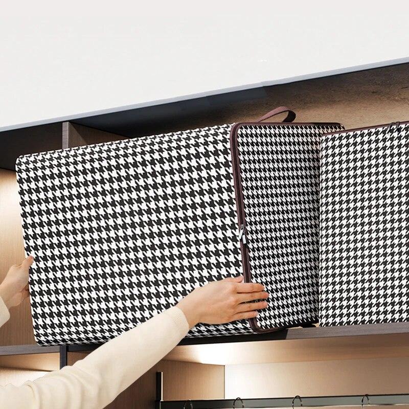 Складной ящик для хранения одеял большой емкости с видимым пылезащитным мешком Ящик для хранения одеял Пылезащитные органайзеры Нетканая сумка для экономии места в гардеробе