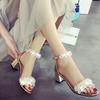 Women Sandals Open Toe Bling Crystal String Bead High Heels Shoes Wedding Party Sandals Wedges Platform Flats Sandals Rtg67