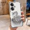 KEYSION Противоударный чехол с гальваническим покрытием для OPPO Reno11 F 5G Прозрачный ТПУ с блестками, инкрустированный драгоценными камнями, подставка в виде лебедя, задняя крышка для OPPO Reno11F 5G