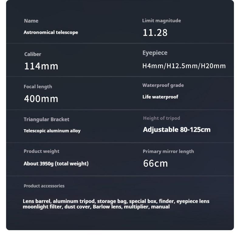 Телескоп 525X, телескопы для взрослых, 114 мм Космический астрономический рефракторный телескоп для детей, Астрономия Наблюдение за птицами Монокуляр