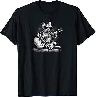 Unisexs Rock Cat Pattern Short Sleeve TShirts Funny 3D Guitar Cat Print Casual T shirt Outdoor Unisex Unisex Y2k Tops Summer Clothing