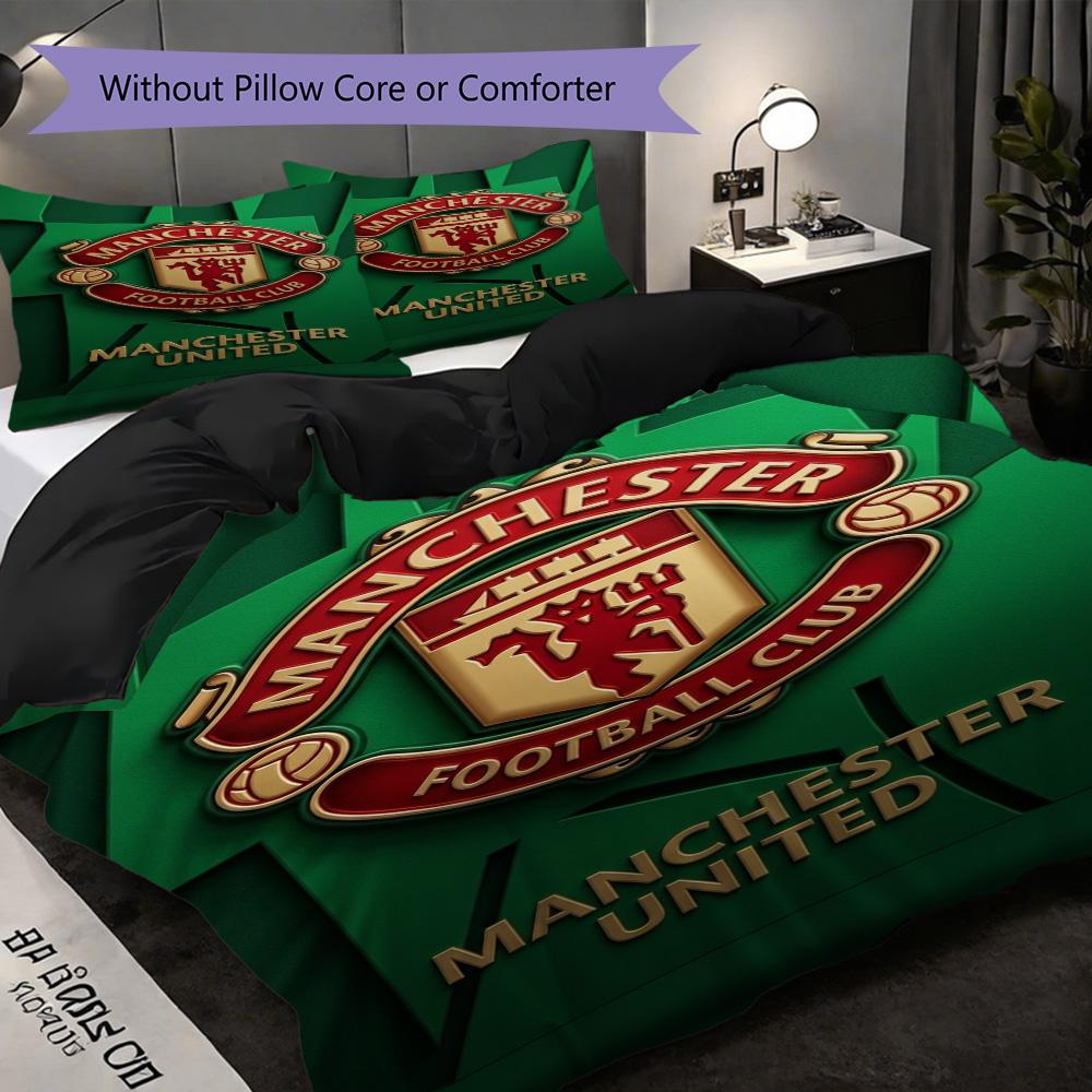Manchester Legacy Pride Bedding (1 * duvet cover + 2 * pillowcase, without core) 2D Flat Bedding set Soft and comfortable Duvet cover and pillowcase