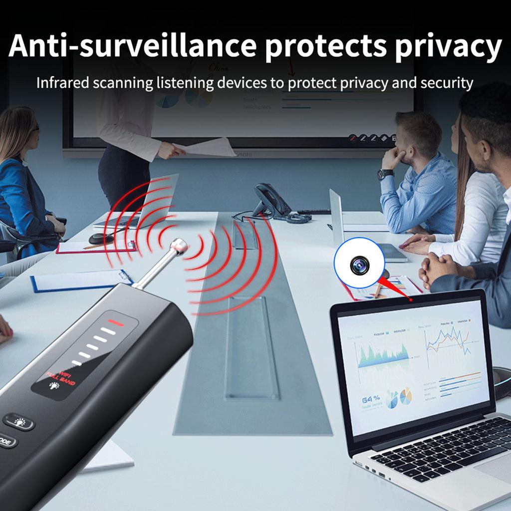 Portable Wireless Camera Detector RF Detector GPS Tracker 6 Level Sensitivity Adjustment Built in Battery Infrared