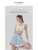 Pleated Women's Yoga Skort with Integrated Shorts and Pockets - Anti-Exposure Sportswear for Pilates.