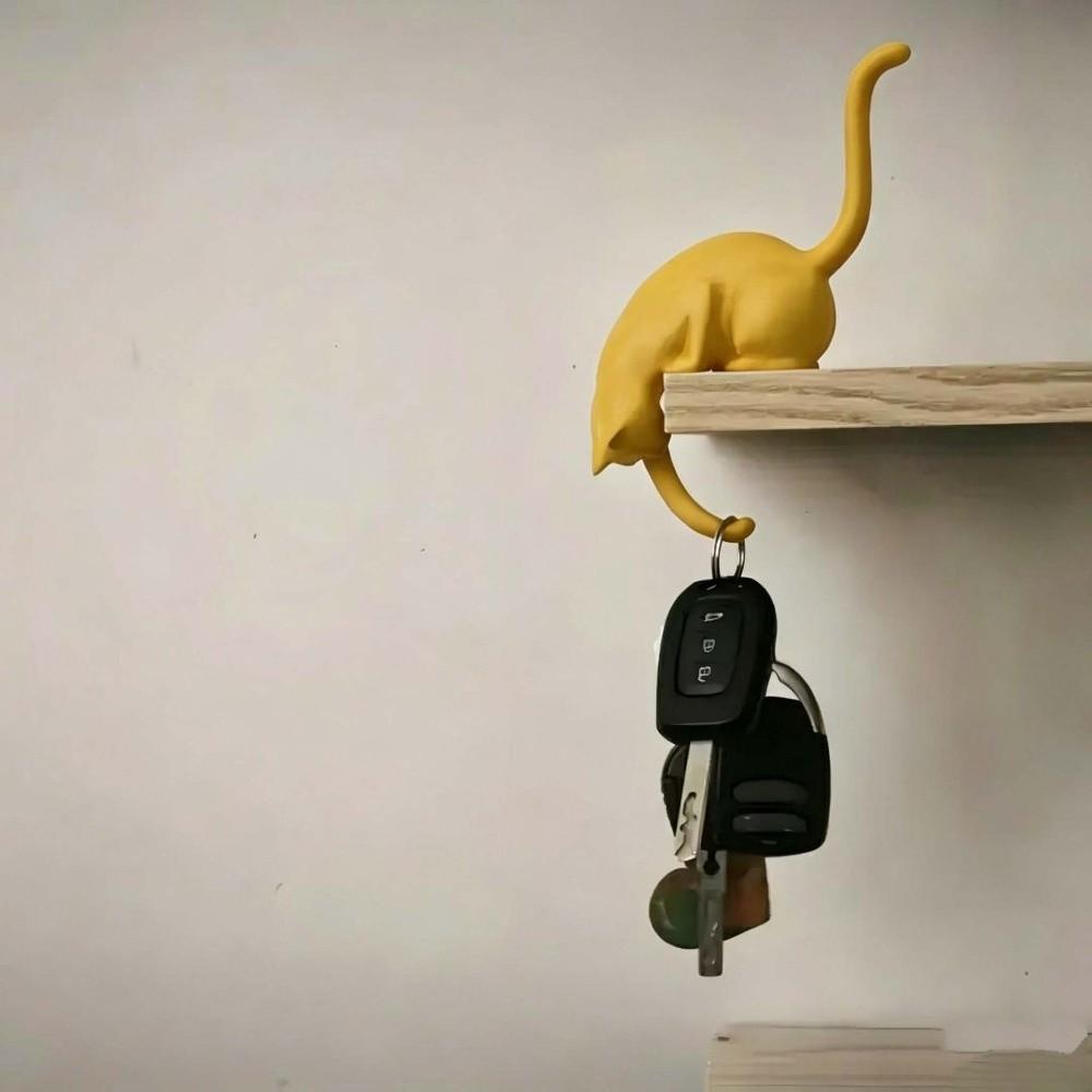 Cute Figurine Cat Wall Hook Light 3D Printed Cat Hanging Hook Lovely Cat Decor Lamp Bedroom