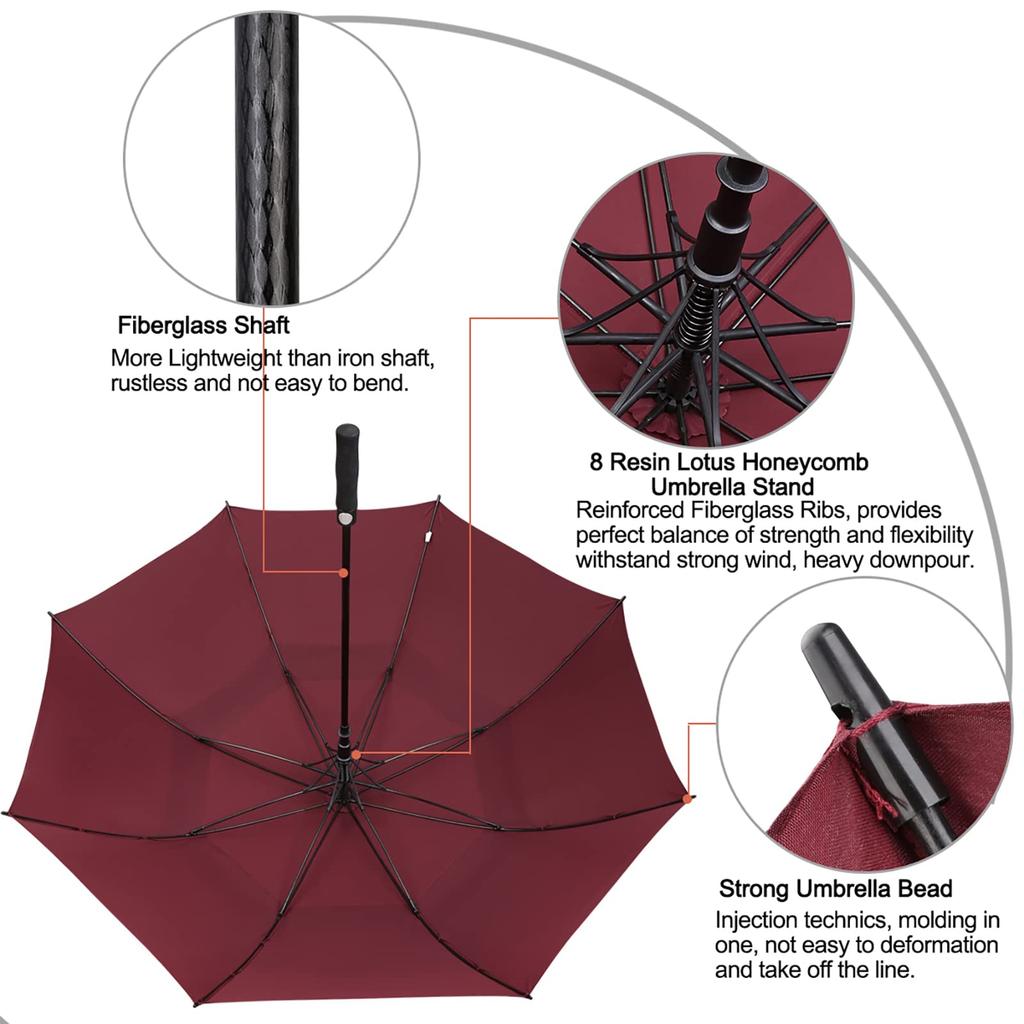 G4Free Auto Golf Umbrella Extra Large Extra Large Double Canopy Breathable Windproof Waterproof Stick Umbrella 47/54/62/68inch Open/Close