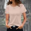 Women's Fashionable Casual Solid Color Short Sleeved Round Neck T-shirt Top
