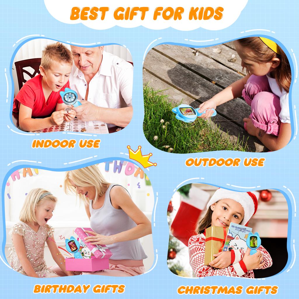 Детский микроскоп с 2-дюймовым IPS-экраном, портативный ручной увеличительный цифровой микроскоп для детей, образовательные научные подарки