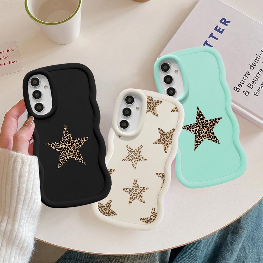 Мягкий чехол для телефона для Samsung Galaxy A14 A16 A15 A21s A11 A13 A52 A12 A04 A22 A23 A53 A03 A06 A05 A33 Дизайн Леопардовая Звезда