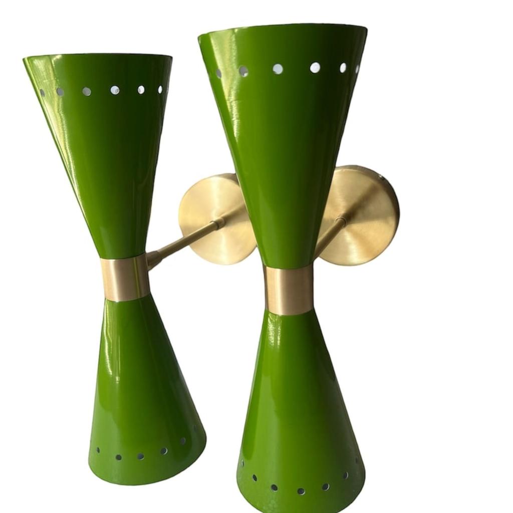 Бра Diabolo зеленого цвета середины века, двойной светильник, настенный светильник в индустриальном стиле, домашний декор, современный настенный светильник