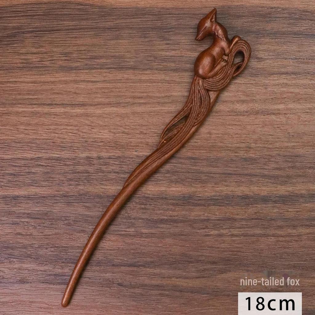 Sandalwood Hairpin with Animal Design - Handmade, Portable Wooden Curly Hair Hairpin