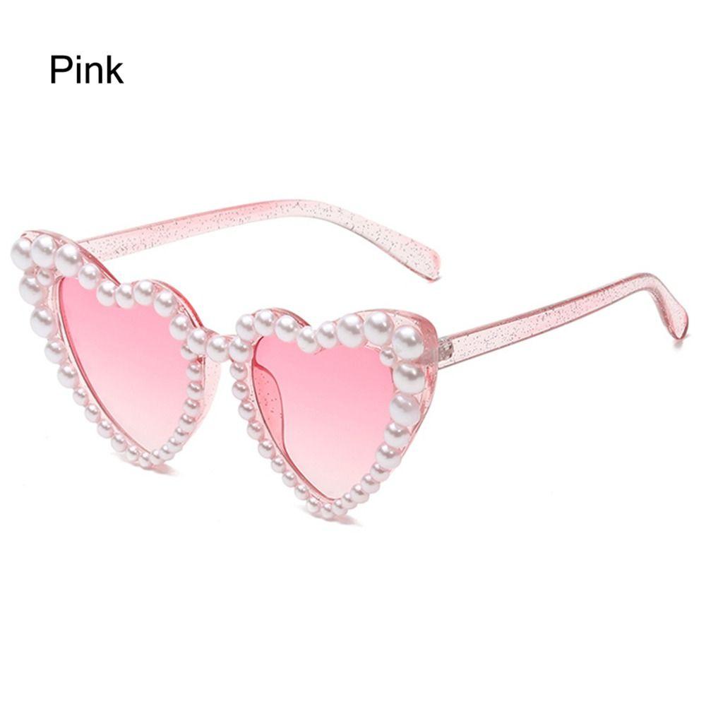 Trending UV400 Bling Shades Pearls Sun Glasses Heart Sunglasses Party Glasses