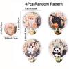 4Pcs Mini Round Pocket Fan Cartoon Reflective Panda Fan Creative Cool Fan  for Summer