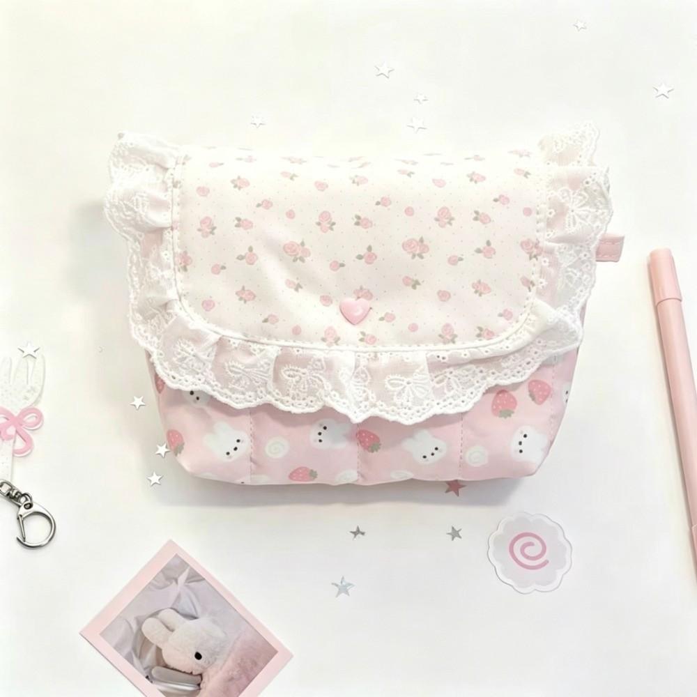 Quilted Design Pencil Case Large Capacity Pen Bag Kawaii Makeup Bag Office Use