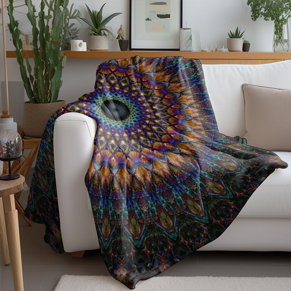 Psychedelic Abstract Floral Mandala Print Blanket Bedspread Sofa Cover Decorative Throw Rug