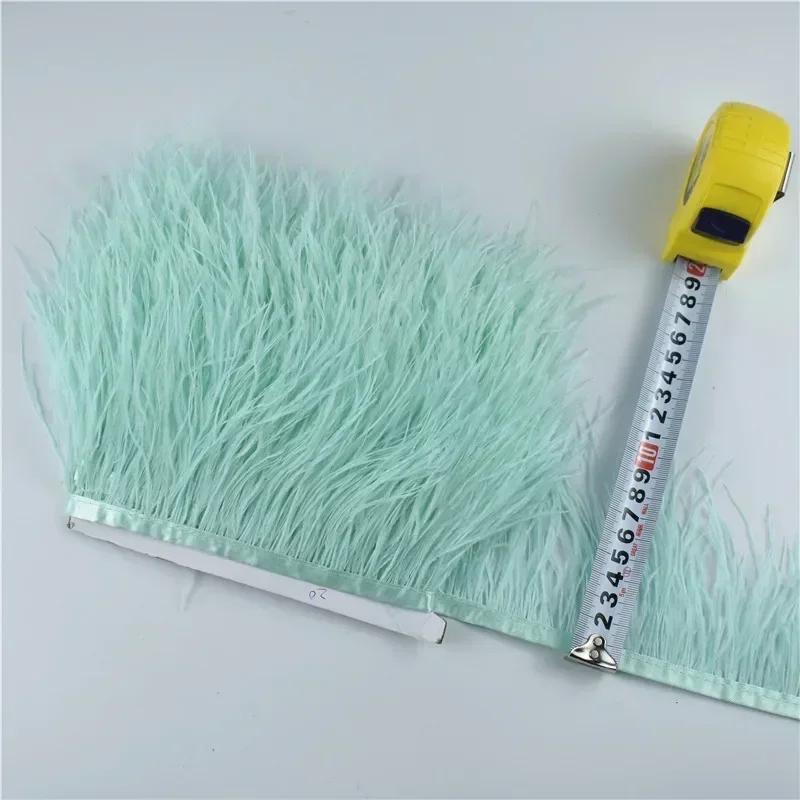 Feather1Meters Ostrich Feathers on Tape Ribbon Fringe Trim 8-10cm DIY Skirt Sewing Trimmings Clothes White Feather DIY Decor Decoration