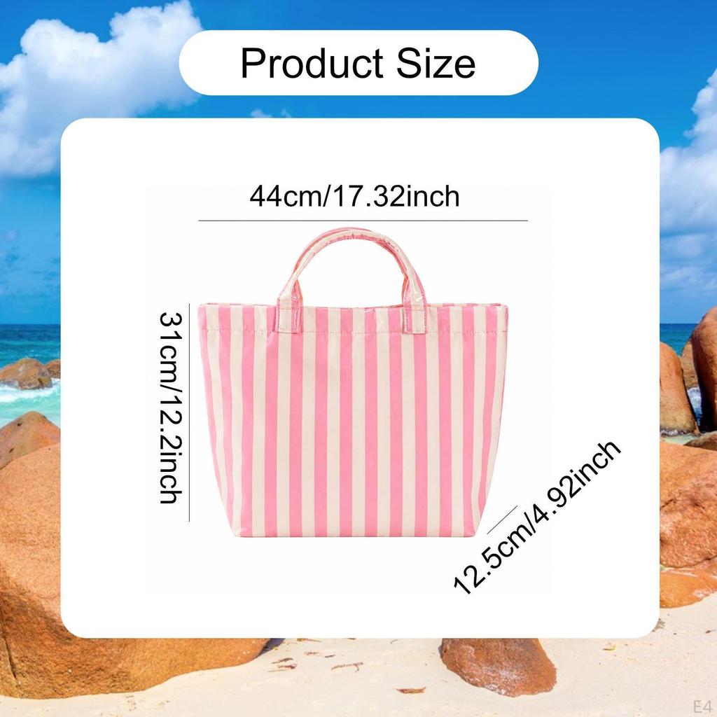 Beach Case PVC Stripe Work Tote for Vacation Errands Gym Traveling