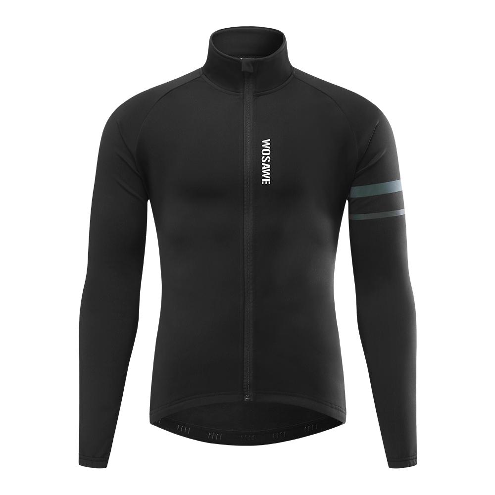 WOSAWE Men'sThermal Winter Cycling Jacket Fleece Lining Long Sleeve Jersey Windproof Running Riding Ciclismo Cycling Clothing