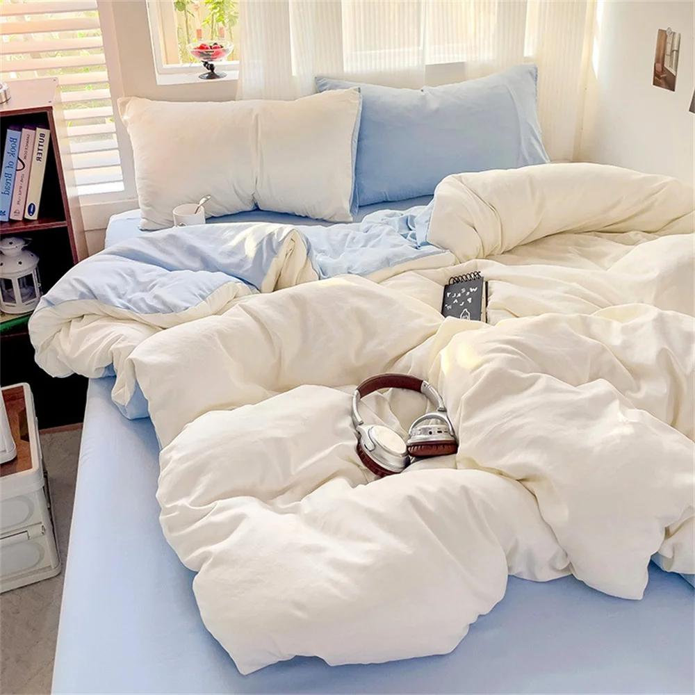 Постельное белье Хлопковый комплект постельного белья с простыней пододеяльником наволочкой Односпальный Двуспальный Простыня Король Королева Двуспальный Полуторный Размер