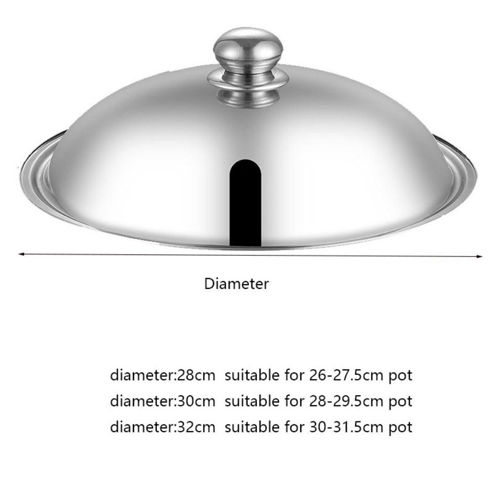 Black Plastic Knob Wok Cover 28/30/32cm Frying Pan Lid Replacement Stainless Steel Pot Lid Hotel