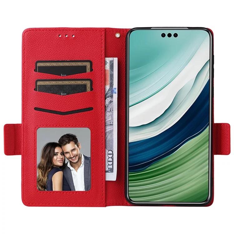 For Huawei Mate 60 Pro / Mate 60 Pro Case Leather Wallet Litchi Texture Phone Cover with Strap