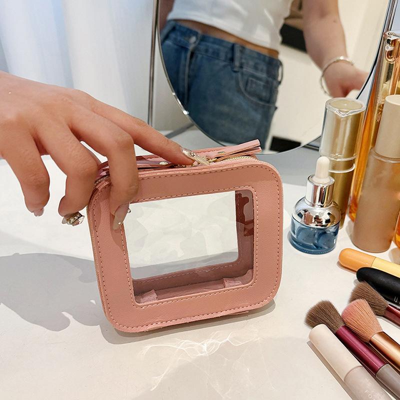 Прозрачная косметичка, простой стильный дизайн, водонепроницаемая ПВХ косметичка, новая косметичка для хранения косметики, прозрачная косметичка на молнии для помады.
