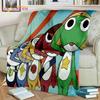 3D Cartoon Keroro Blanket Cute Frog Blanket Soft Lightweight Flannel Blanket for Living Room Bedroom Sofa Travel Camping Blanket