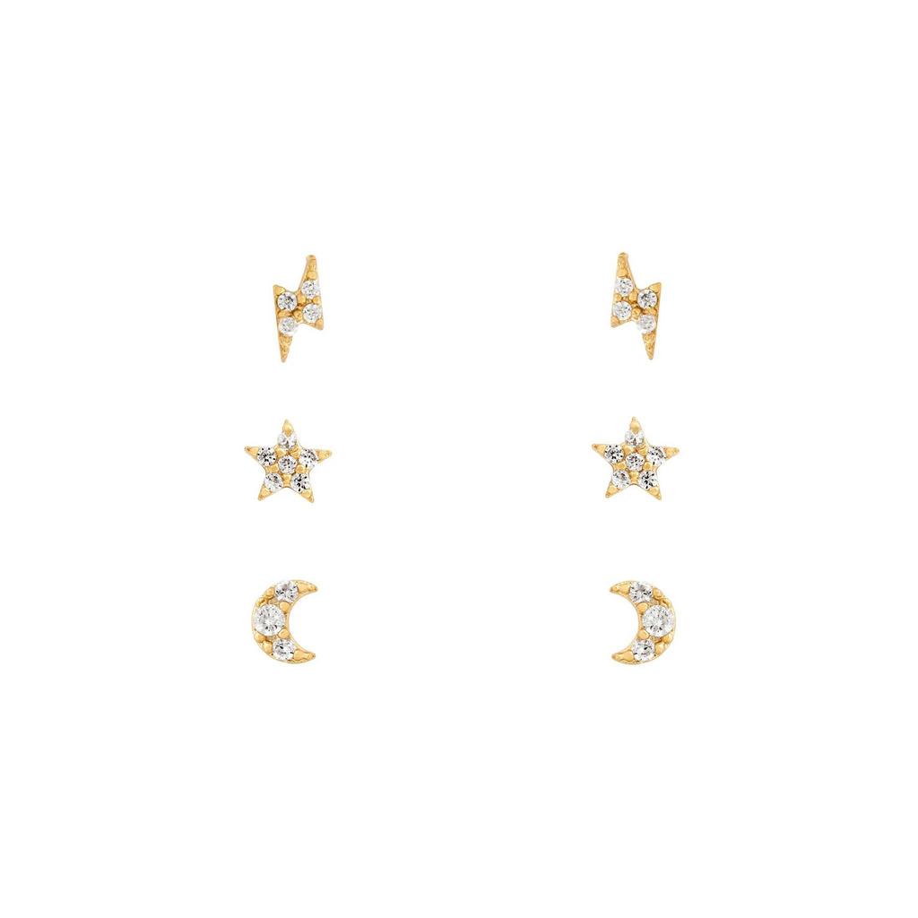 Новый дизайн, нержавеющая сталь, кубический цирконий, цепочка, кольцо, серьги для женщин, кулон, звезда, луна, хрящ, серьги для пирсинга