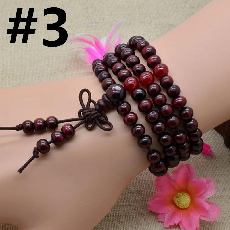 Multicolor Tibetan Buddha Sandalwood Wooden Buddhist Prayer Beads Faith Meditation Unisex Men Women Bracelets