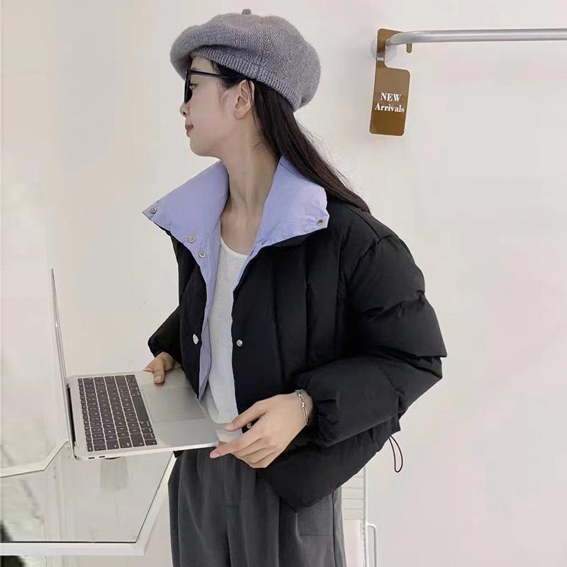 Короткая куртка на белом утином пуху, подходящая по цвету, женская, зимняя, 2024 года, свободная, с дизайном сращивания, маленькая куртка из хлеба