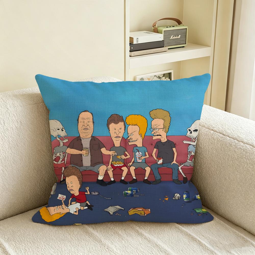 B-Beavis And Butt-Head Cushion Cover Natural Linen Pillowcase Set, All-In-One Decor For Sofa, Bedroom & Chair