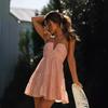 Elegant Polyester Spliced Vneck Sleeveless Short Dress For Summer Workwear