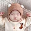 Супермилая зимняя плюшевая шапочка для новорожденного с защитой ушей