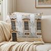 Famous Coastal City Spanish Beach Island Architecture Art Cushion Cover Linen Pillowcase Soft  for Sofa Bed Home Room Decor