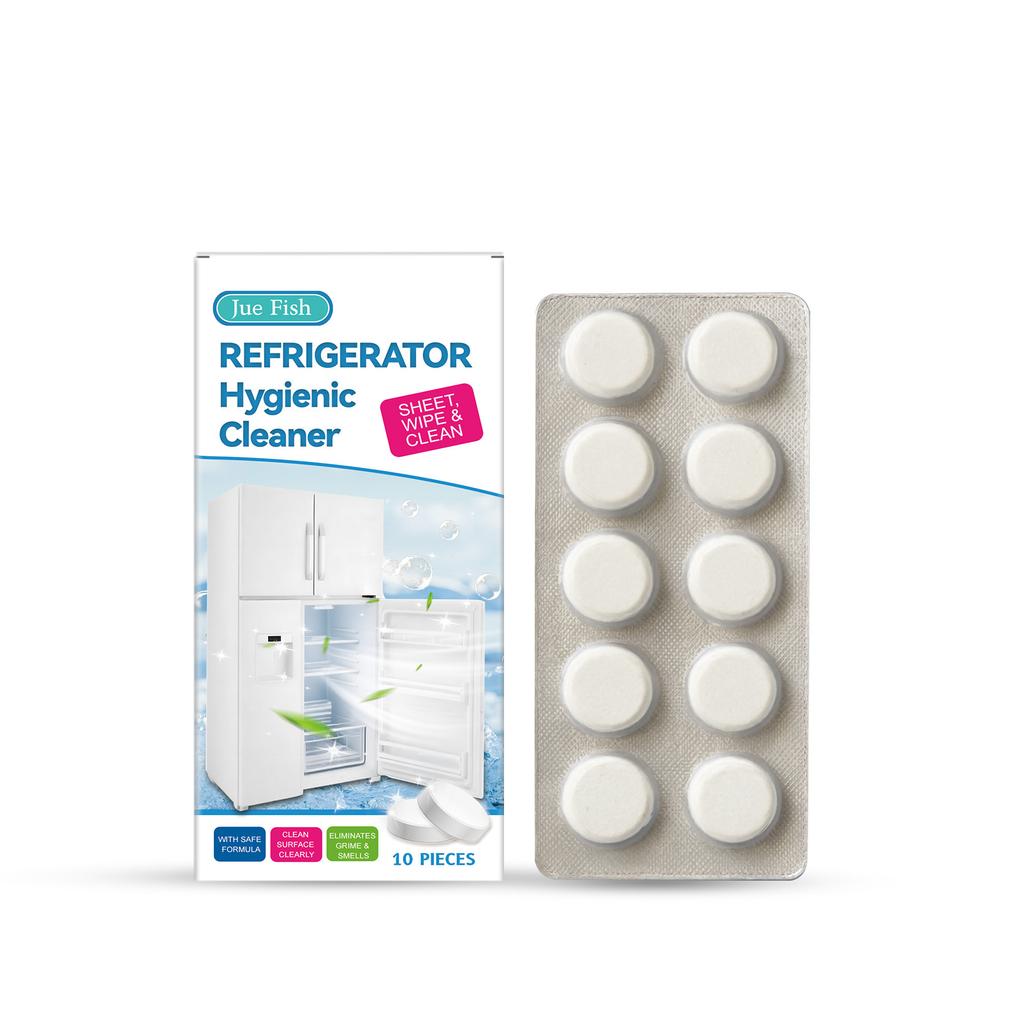 JUE FISH Refrigerator Cleaning Tablets Home Gentle Cleaner Effective Grease Removal Convenient Cleaning Supplies 10 Count
