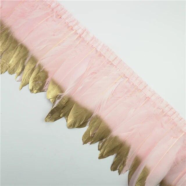 2 метра золотые, серебряные гусиные перья, отделка на ленте, бахрома, лента, гусиное перо для поделок, золотые аксессуары для рукоделия, украшение