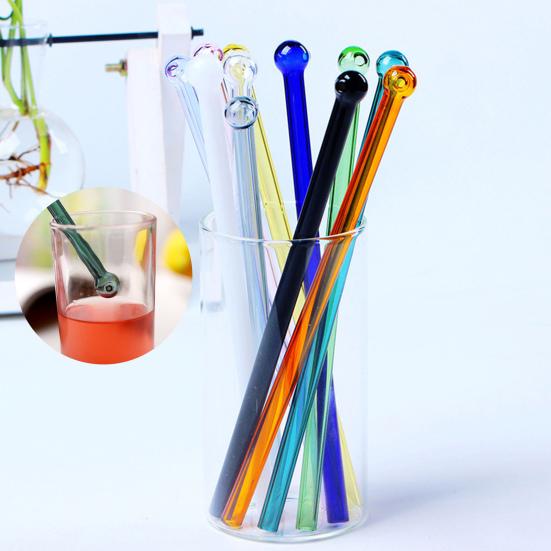 8 шт., трубочки из боросиликатного стекла, многоразовые соломинки для смузи, легко чистящиеся цветные стеклянные трубочки для питья для молочного коктейля