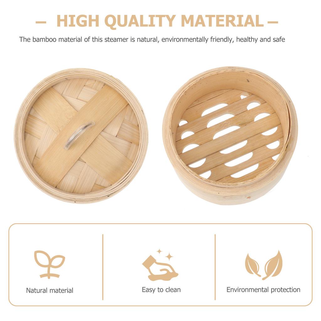 1Set Bamboo Steamer Set Premium Thickened Heat Resistant Kitchen Steamer for Rice Eggs Potatoes Corn Meat Desserts Steam Cooking