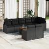 vidaXL 9-piece Garden Sofa Set with Black Poly Rattan and Acacia Cushions, vidaXL Garden Sofa 2 3347471