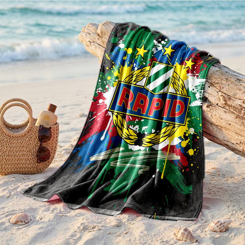 Rapid Wien FC Print Microfiber Beach Towel Quick Dry Absorbent Large Towel For Beach Swimming Travel