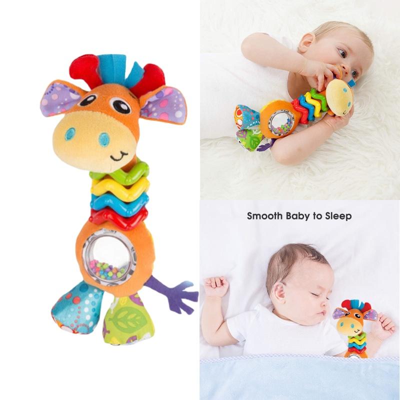 Mummabubba Soft Plush Giraffe Rattle Bell Teether Toy For Babies