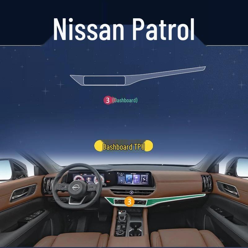 Комплект защиты интерьера Nissan Terra: Пленка из ТПУ для навигации, рычага переключения передач, экрана, B-стойки, фар.