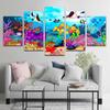 Мультфильм Декор Картина Подводный мир Морской пейзаж Рыба Холст Плакаты и принты Настенная картина для спальни для декора гостиной Без рамки