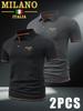 2pcs Men's Outdoor Golf Polo Shirt - Short Sleeves & Color Block, Men's Work T Shirt for Business Casual Daily Wear for Spring and Summer, Can Be Worn