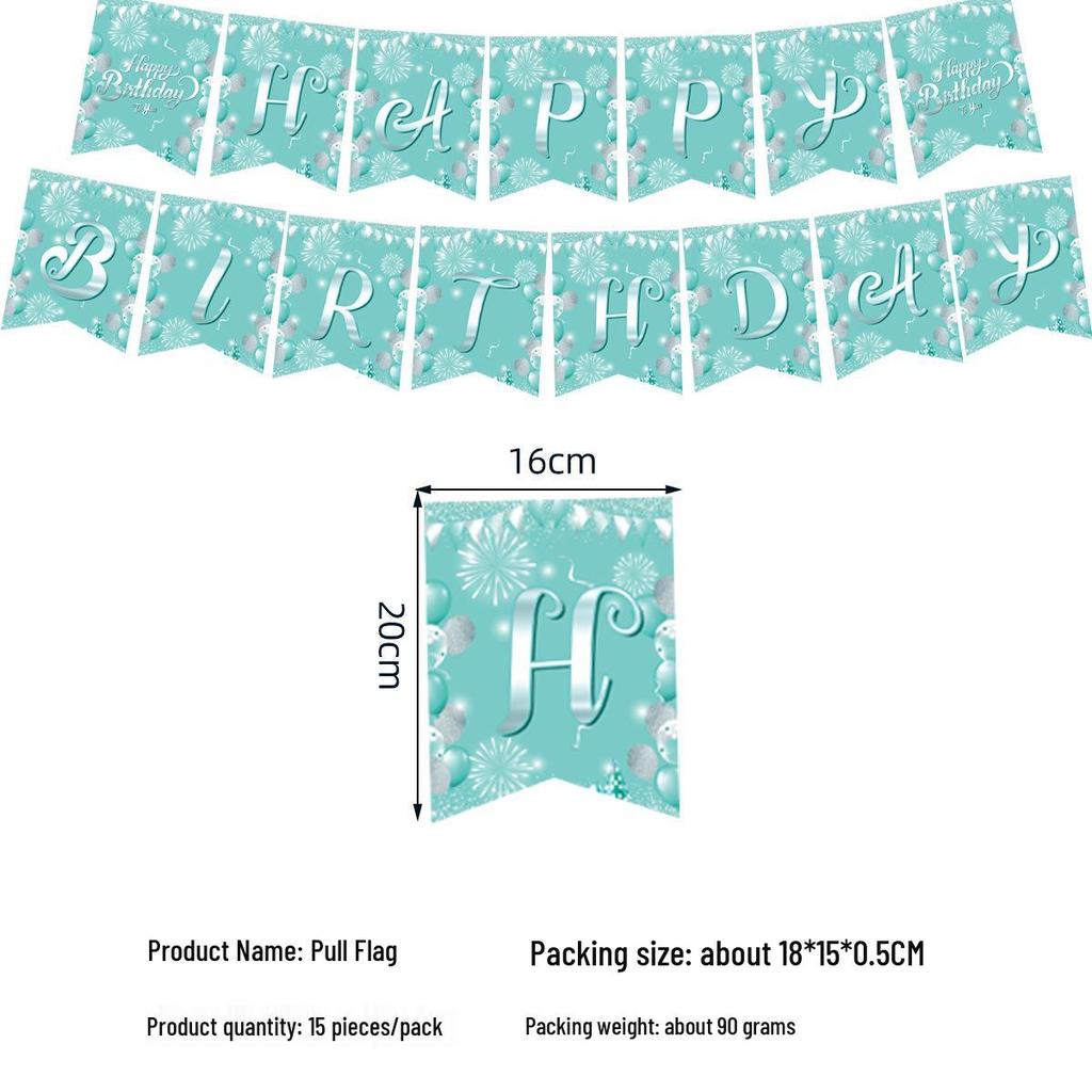 Украшения для вечеринки в честь дня рождения в цвете Тиффани: Бумажные тарелки, флажки и салфетки